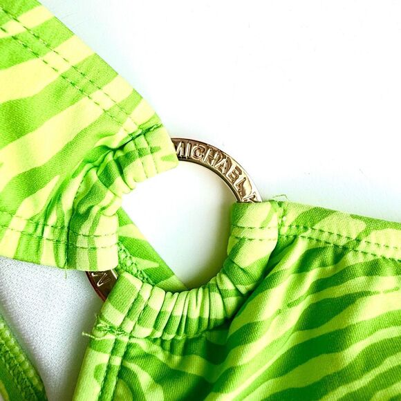 NWT MICHAEL Michael Kors women's animal-print halter swimsuit top, in a vibrant - Picture 7 of 7